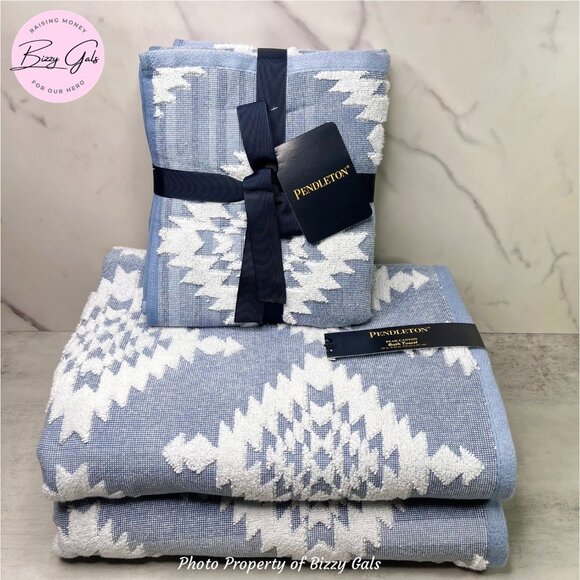 Pendleton Peak Canyon Blue Bath Hand Towels Set of 4